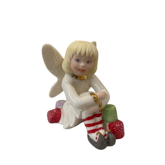 Lenox Gumdrop Fairy Ceramic Sitting Figurine Wing, Striped Socks & Gumdrops - Picture 1 of 10
